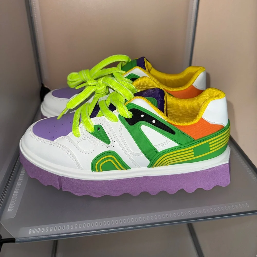 Forever Link Women's Multicolored Chunky Platform Sneakers Size 6.5